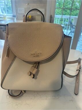 kate spade Two-Tone Beige and Cream Pebbled Leather Backpack